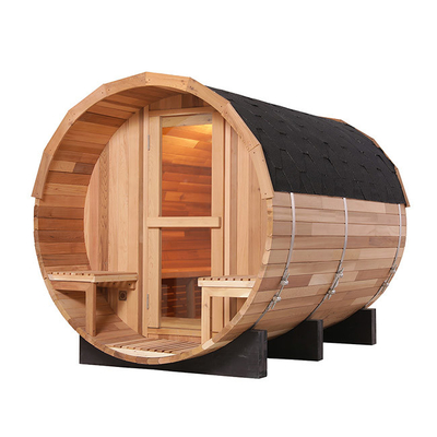 Roter Cedar Wood Outdoor Barrel Sauna Raum 180x240cm Kanadas