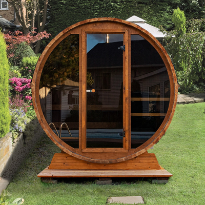 Roter Cedar Dark Glass Outdoor Sauna-Raum für Person 6