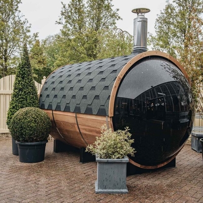 Hölzerner abgefeuerter Ofen panoramisches Fenster-im Freien Cedar Barrel Sauna Room Withs