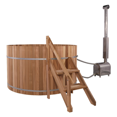 3-4 Personen-rote Cedar Pine Thermowood Wooden Wood abgefeuerte heiße Wanne im Freien mit externem hölzernem brennendem Ofen