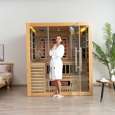 Feste hölzerne Person der Schierlings-Innenkombinations-Infrarotdampf-Sauna-4