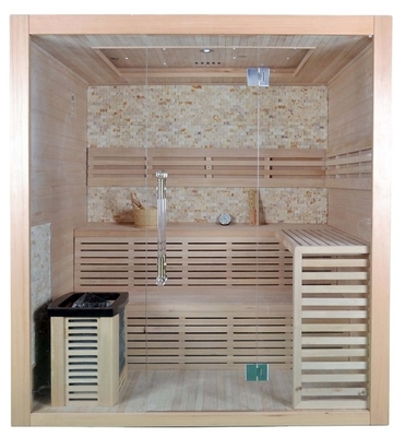 Massivholz-Trockendampfsauna aus kanadischer Hemlocktanne für 4 Personen im Innenbereich