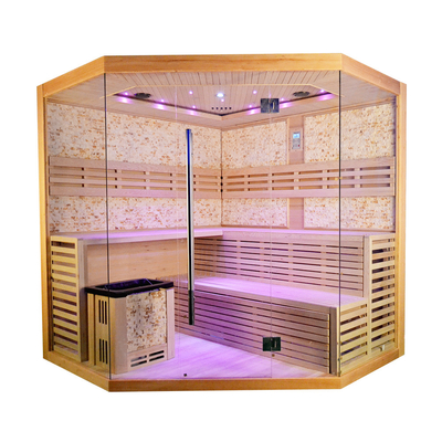 Luxuriöser traditioneller Hemlock-Dampfsaunaraum für 5 bis 8 Personen mit 6-kW-Ofenheizung