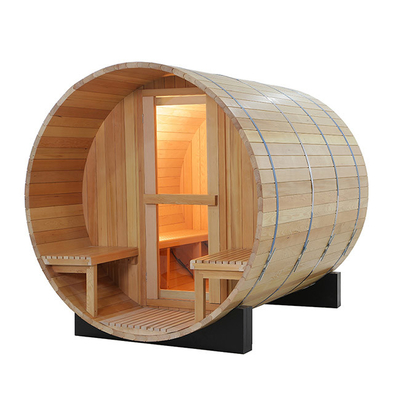 Feste hölzerne Fass-Sauna im Freien erhitzt oben schnelles annehmbares Soem