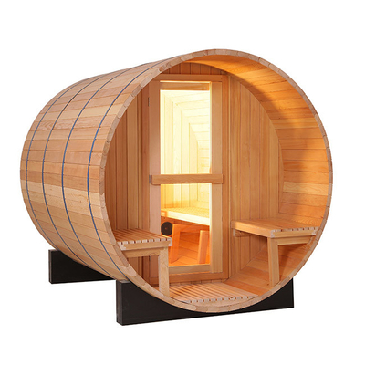 Feste hölzerne Fass-Sauna im Freien erhitzt oben schnelles annehmbares Soem