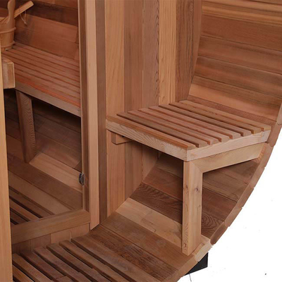 Feste hölzerne Fass-Sauna im Freien erhitzt oben schnelles annehmbares Soem
