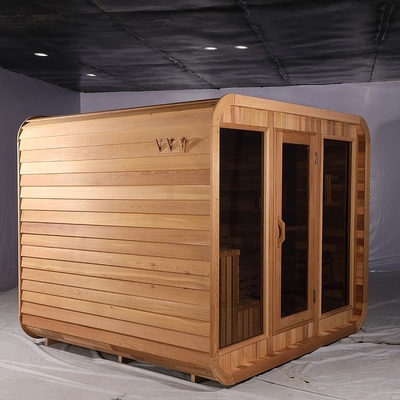 8 Personen-roter Cedar Wooden Outdoor Cube Sauna-Raum mit elektrischem Ofen
