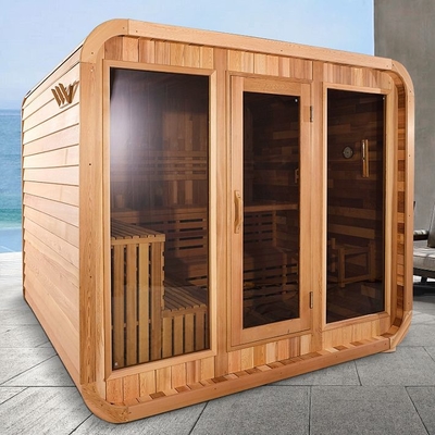 8 Personen-roter Cedar Wooden Outdoor Cube Sauna-Raum mit elektrischem Ofen