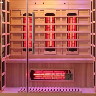 Hölzerne Personen-weite Infrarotsauna des Schierlings-3 mit buntem Licht 2100 Watt
