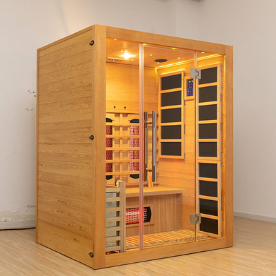 Bluetooth-kompatible 3-Personen-Infrarot-Dampfsauna aus Holz für zu Hause