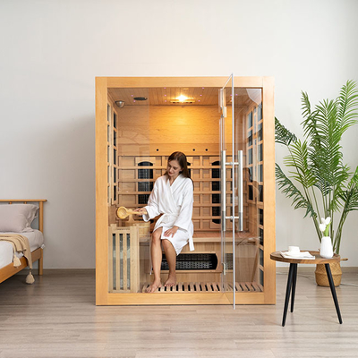 Bluetooth-kompatible 3-Personen-Infrarot-Dampfsauna aus Holz für zu Hause