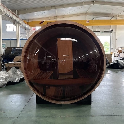 Klare rote Cedar Wood Electric Heater Wet-Dampf-Panoramablick-Sauna im Freien