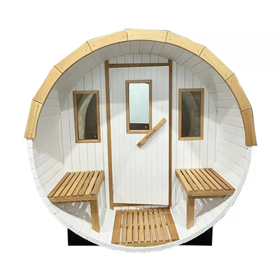 Weiße Garten-4 Personen-hölzerne Fass-Sauna-im Freien neuer Entwurf