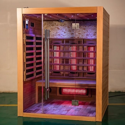 Fester hölzerner roter Cedar Luxury Indoor Full Spectrum-Sauna-Raum für Person 3
