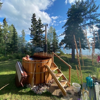 Cedar Wood Hot Tub Steam-Sauna-Raum mit hölzernem brennendem Ofen