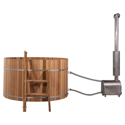 3-4 Personen-rote Cedar Pine Thermowood Wooden Wood abgefeuerte heiße Wanne im Freien mit externem hölzernem brennendem Ofen