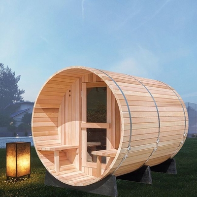 Traditioneller Dampf-Heater Outdoor Wooden Barrel Sauna-Raum mit Portal