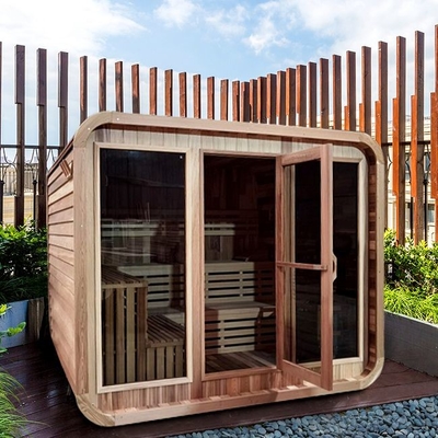 Ofen-Heater Cube Shape Dry Steam-Sauna des Schierlings-6000W außerhalb hölzernen
