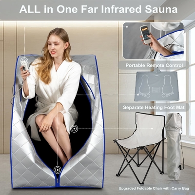 Tragbare weite Infrarotsauna mit Heizungsfussballen und faltbarem verstärktem Stuhl