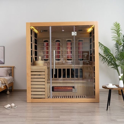 Feste hölzerne Person der Schierlings-Innenkombinations-Infrarotdampf-Sauna-4