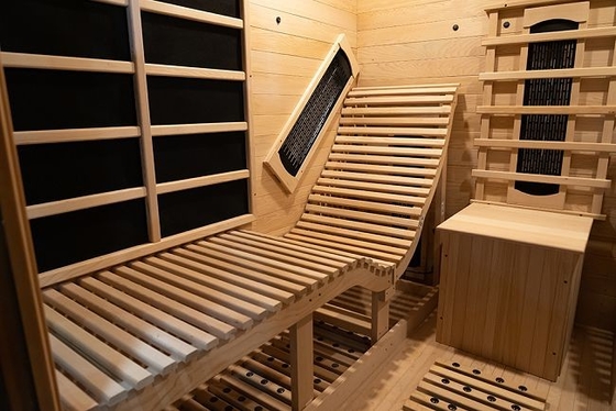 Transparente gehärtetes Glas Ferninfrarot Sauna mit LED-Beleuchtung und Vollspektrum-Kohlenstoff-Panel