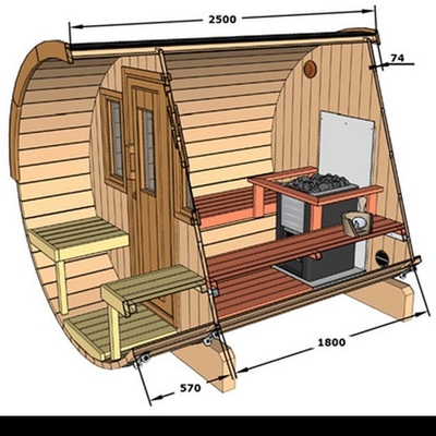 Luxus- und Komfort-finnische hölzerne Fass-Sauna im Freien mit Ofen-Heizung