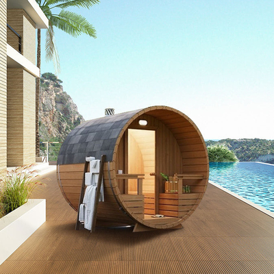 Schierlings-rotes Cedar Outdoor Barrel Sauna With-Glasfenster Smartmak festes hölzernes