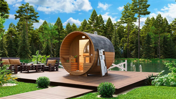 Schierlings-rotes Cedar Outdoor Barrel Sauna With-Glasfenster Smartmak festes hölzernes