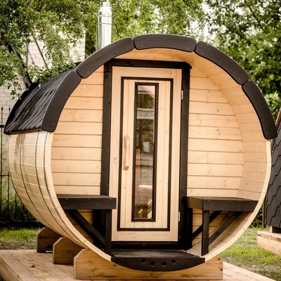 Einfach, rote Person Cedar Barrel Sauna Outdoor Fors 8 zu installieren