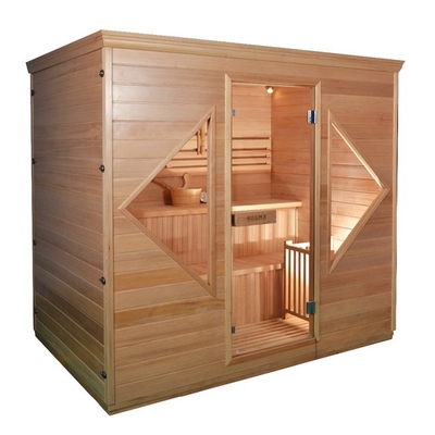 Traditioneller Dampfsaunaraum aus massivem Holz für den Heimgebrauch für 4 Personen mit 6-kW-Ofenheizung