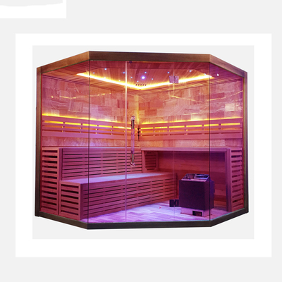 Luxuriöser Indoor-Dampfsaunaraum aus Hemlock-/Rotzedernholz für 6 Personen