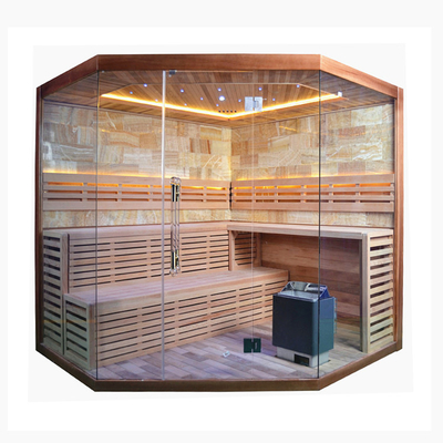 Luxuriöser Indoor-Dampfsaunaraum aus Hemlock-/Rotzedernholz für 6 Personen