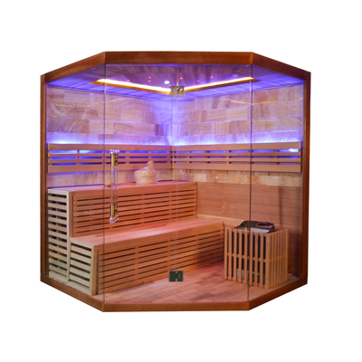 Luxuriöser Indoor-Dampfsaunaraum aus Hemlock-/Rotzedernholz für 6 Personen