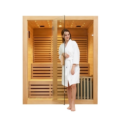 Kanadische Hemlock-Holz-Dampfsauna für den Innenbereich, traditionell, für 4 Personen, für zu Hause