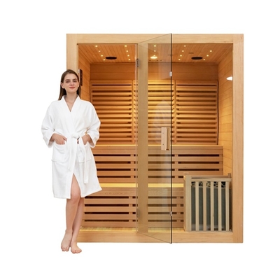 Kanadische Hemlock-Holz-Dampfsauna für den Innenbereich, traditionell, für 4 Personen, für zu Hause