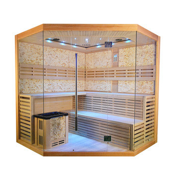 Luxuriöser traditioneller Hemlock-Dampfsaunaraum für 5 bis 8 Personen mit 6-kW-Ofenheizung
