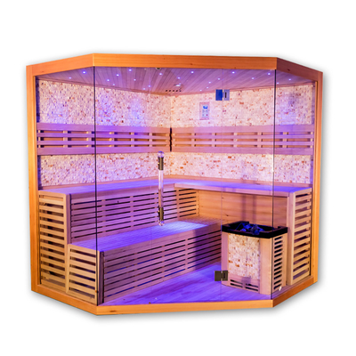 Luxuriöser traditioneller Hemlock-Dampfsaunaraum für 5 bis 8 Personen mit 6-kW-Ofenheizung