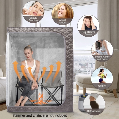 Graue Vollgröße Tragbare Dampfsauna Zuhause Spa Sauna mit 4L Wasserkapazität
