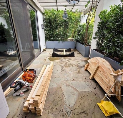 Kanadische Kiefer Holz Außenfass Traditionelle Dampfsauna 6000W