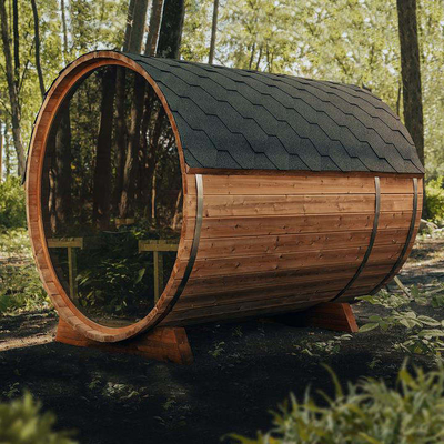Traditionelle Trockene Finnische Außensauna Fass Cedar Sauna Raum 4,5 kW oder 6 kW