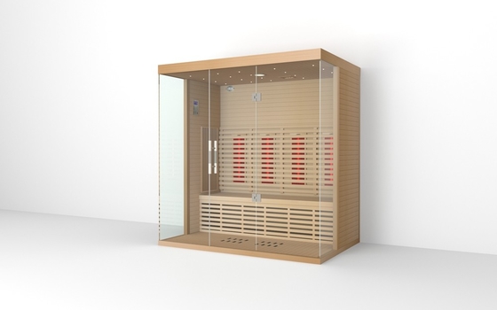 4 Personen Quadrat Innenraum Ferninfrarot Sauna Raum Rot Zeder Material