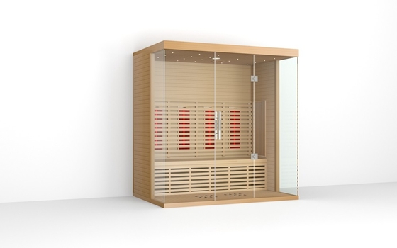 4 Personen Quadrat Innenraum Ferninfrarot Sauna Raum Rot Zeder Material