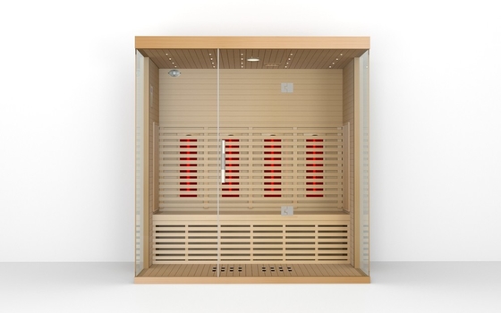 4 Personen Quadrat Innenraum Ferninfrarot Sauna Raum Rot Zeder Material