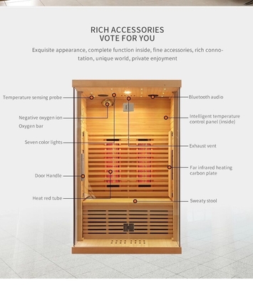 Kohlenstofffaserheizung Heemlock Fern-Infrarot-Sauna 2 Personen Sauna