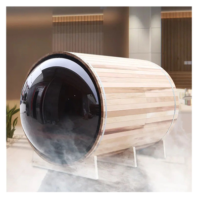Panorama Ansicht Massivholz Außen Dampffass Sauna Erwärmt sich schnell