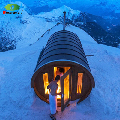 Canada Cedar / Hemlock Holz Großes Brennendes Außenfass Sauna für 6 Personen