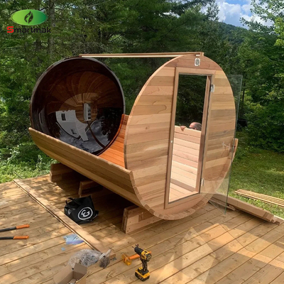 Außen Sauna mit Holzfässern Massivholzsauna für den Garten