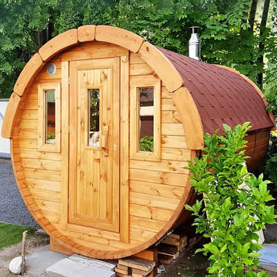 Außen Sauna aus Zedern Fass Holzofen Trockene Dampfsauna für 6 Personen