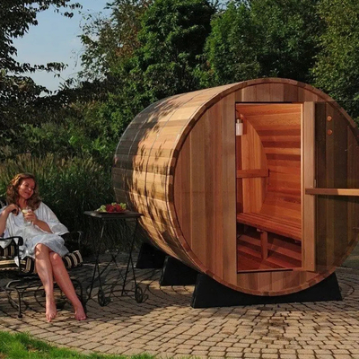 Außen Sauna aus Zedern Fass Holzofen Trockene Dampfsauna für 6 Personen