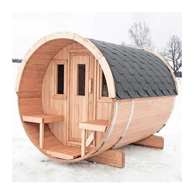 Hemlock Holz Panorama-große Fass-Außensauna 4-8 Traditionelle Holzfass-Dampfsäune